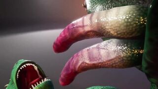 Scalie lizard gets pounded raw by massive rhino cock until he’s drowning in cum