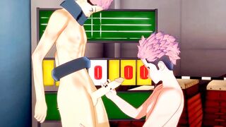 Jujutsu Kaisen Yaoi Yuji Itadori gets his tight hole wrecked by Sakuna’s big dick