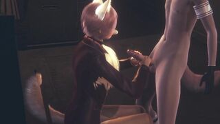 Furry fox dog boy gets destroyed in alley creampie gangbang