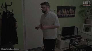 Swiss delivery guy blackmailed into gay oral for cash muscle blowjob