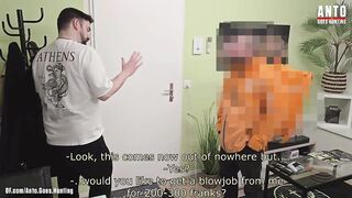 Swiss delivery guy blackmailed into gay oral for cash muscle blowjob