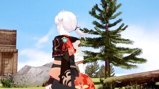 Kazuha gets a handjob so good it destroys Aether's mind