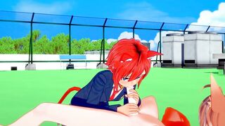 Catboy Foxboy slurps thick dick leaks cum in his mouth