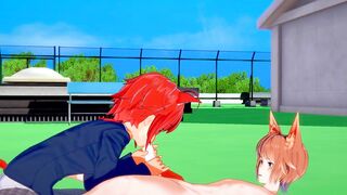Catboy Foxboy slurps thick dick leaks cum in his mouth