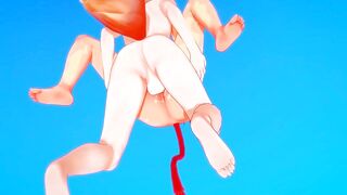 Catboy's wobbly dick squeezed by foxy twink rough creampie