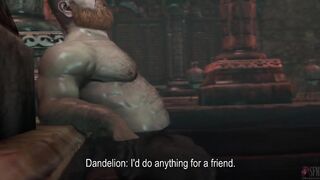 Geralt’s golden shower domination drenching Dandelion in fierce gay watersports fury