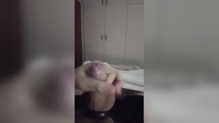 Gay underwear cum drenched solo mess
