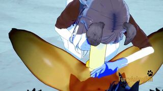 Big horse dick destroys furry dog in sloppy blowjob O face cumshot revenge