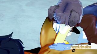 Big horse dick destroys furry dog in sloppy blowjob O face cumshot revenge