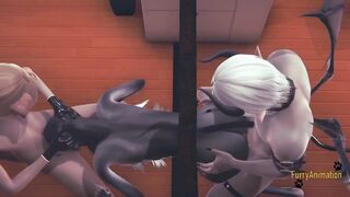 Zhongli gets railed raw and cum-filled in furry yiff threesome