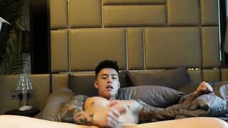 Titus flaunts his tight ass raw jerking solo cumshot