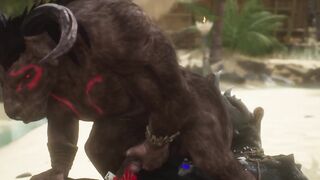 Minotaur Gets Fucked Rough by Rhino Until His Cum Pours Out Thick