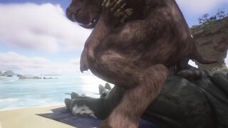 Minotaur Gets Fucked Rough by Rhino Until His Cum Pours Out Thick