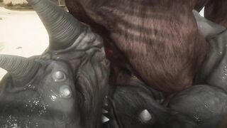 Minotaur Gets Fucked Rough by Rhino Until His Cum Pours Out Thick