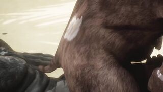 Minotaur Gets Fucked Rough by Rhino Until His Cum Pours Out Thick