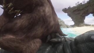Minotaur Gets Fucked Rough by Rhino Until His Cum Pours Out Thick