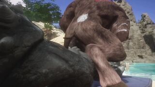 Minotaur Gets Fucked Rough by Rhino Until His Cum Pours Out Thick