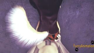 Furry yaoi fox stuffed dog creampie thick cumshot in the street