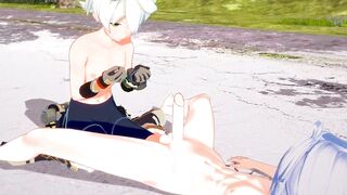 Razor gets a big creampie while sucking Bennett's girthy cock in 3D anime hentai