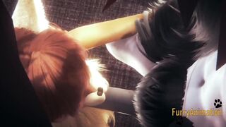 Wolf & Fox Furry Yaoi Hard Rough Gushing Creampie