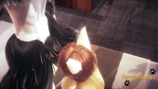 Wolf & Fox Furry Yaoi Hard Rough Gushing Creampie