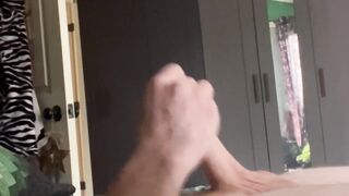 Spying redhead caught jerking off while construction worker watches