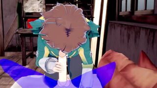 Kazuma gets face fucked raw in Konosuba yaoi BLOWJOB