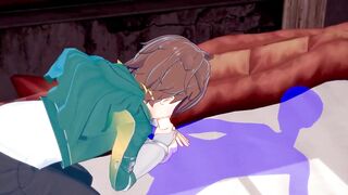 Kazuma gets face fucked raw in Konosuba yaoi BLOWJOB