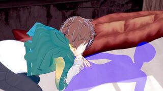 Kazuma gets face fucked raw in Konosuba yaoi BLOWJOB