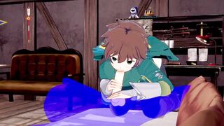 Kazuma gets face fucked raw in Konosuba yaoi BLOWJOB
