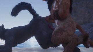 Gay Lion And Wolf Go Wild On Beach Cum Dump in Mouth