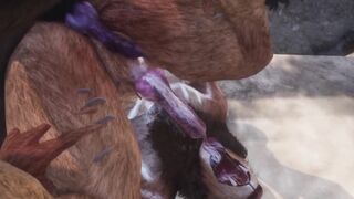 Gay Lion And Wolf Go Wild On Beach Cum Dump in Mouth