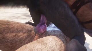 Gay Lion And Wolf Go Wild On Beach Cum Dump in Mouth
