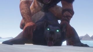 Gay Lion And Wolf Go Wild On Beach Cum Dump in Mouth