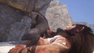 Gay Lion And Wolf Go Wild On Beach Cum Dump in Mouth