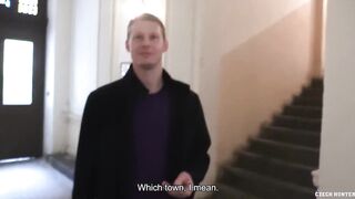 Big dude offers money to fuck tight Czech hunk raw doggy style