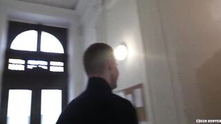 Big dude offers money to fuck tight Czech hunk raw doggy style