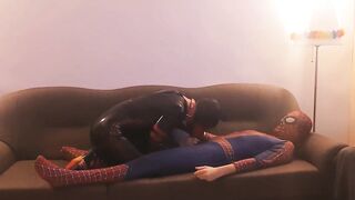 Horny Spiderman Chokes Puppy Ass Gushing Cum Destroyed