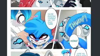 Furry Twink Choked Gagging on Massive Cock Gushing Cum Flood
