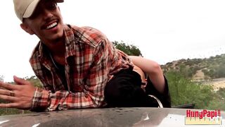 Hung Papi Cholo Thugs Bareback Twink On Car Caught Gushing