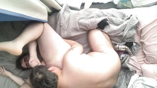 Chubby BF's Tight White Ass Eaten Raw Till Gushing Cum Flood
