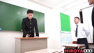 Hiroya Chokes Shomei Gushing Bareback Threesome Suit Destruction