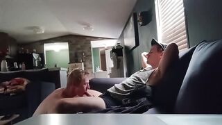 Petite Blonde Twink Chokes Deep on Big Dick Then Rides Bareback Destroyed