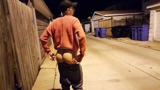 Latin Jock Twink Gushes Cum Rivers In Risky Alley Exposure