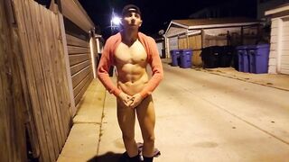Latin Jock Twink Gushes Cum Rivers In Risky Alley Exposure