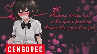Femboy Classmate ASMR Dress Up Blowjob Gone Wild Gushing Cum Flood