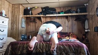 Chubby Pup Diaper Ass Wrecked by Whip and Huge Dildo Cum Flood