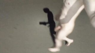 Skinny Twink Naked Street Stroll Explodes Gushing Cum Almost Busted