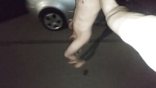 Skinny Twink Naked Street Stroll Explodes Gushing Cum Almost Busted
