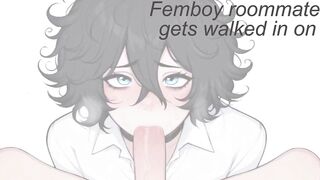 Femboy Caught Gagging on Roommate's Throbbing Cock Destroyed Gushing